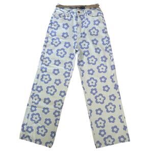 Women's XS Floral‎ Print Jeans Purple Daisy Y2K Cottagecore Aesthetic